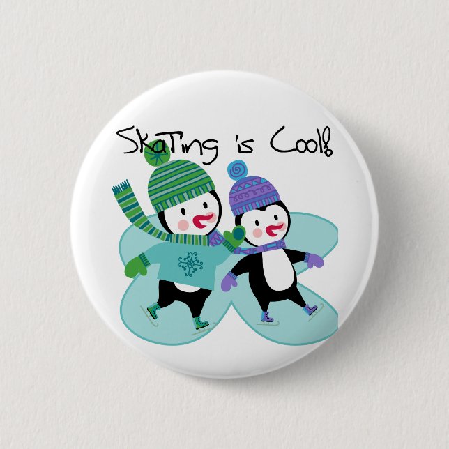 Penguins Skating is Cool Pinback Button (Front)