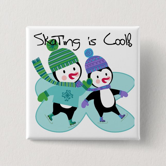 Penguins Skating is Cool Pinback Button (Front)