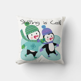 Penguins Skating is Cool Throw Pillow
