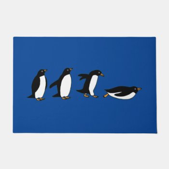 Penguins Sliding Doormat by PugWiggles at Zazzle
