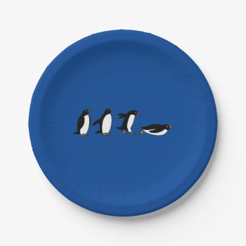 Penguins Sliding Paper Plates by PugWiggles at Zazzle