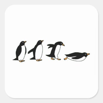 Penguins Sliding Square Sticker by PugWiggles at Zazzle