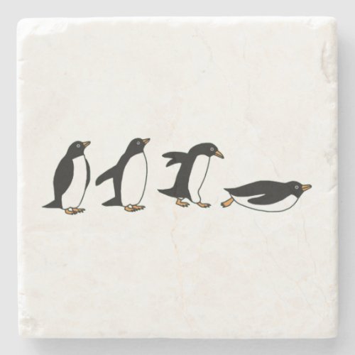 Penguins Sliding Stone Coaster