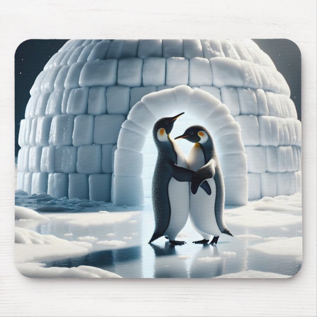 Penguins Slow Dancing By Igloo Mouse Pad (Front)
