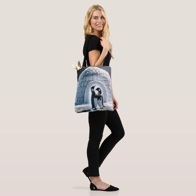 Penguins Slow Dancing By Igloo Tote Bag (On Model)