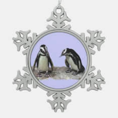 Penguins Snowflake Pewter Christmas Ornament at Zazzle