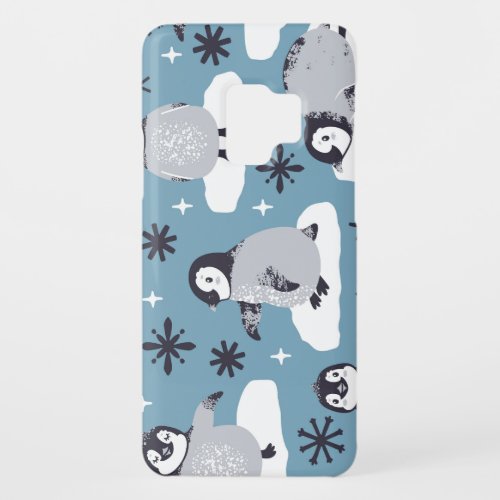 Penguins Snowflakes Winter Seamless Pattern Case_Mate Samsung Galaxy S9 Case