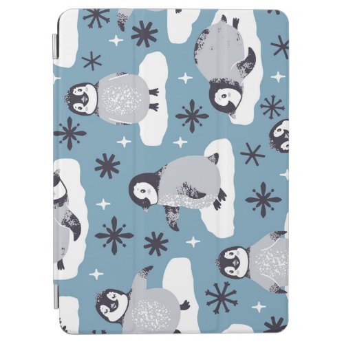 Penguins Snowflakes Winter Seamless Pattern iPad Air Cover