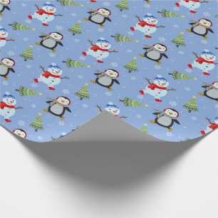 Penguins, Snowmen and Christmas Trees  Wrapping Paper