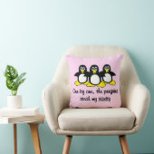 Penguins steal my sanity Cute Pink Throw Pillow (Chair)
