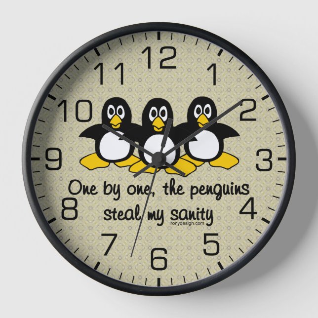 Penguins steal my sanity wall clock (Front)