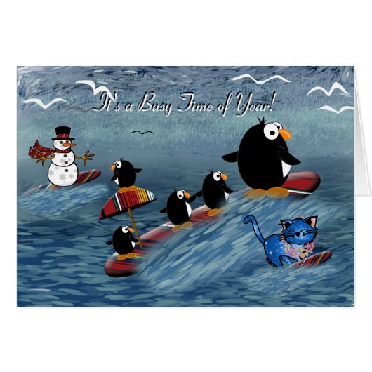 Penguins Surfing Cards (Front Horizontal)