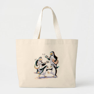 penguins swinging large tote bag