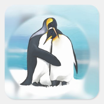Penguins Through The Igloo Square Sticker by LgTshirts at Zazzle