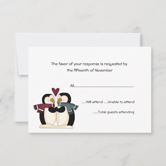 Penguins Wedding Response Card (Front)