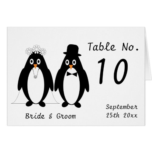 Penguins Wedding Table Number