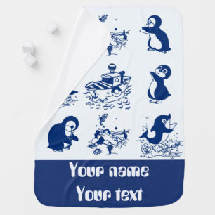 Penguins, Whales and Dolphin Baby Blanket