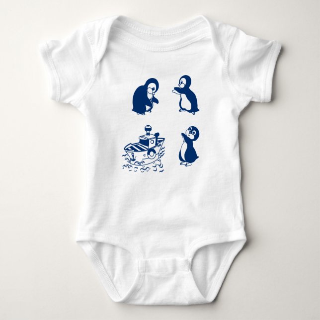 Penguins, Whales and Dolphin Baby Bodysuit (Front)