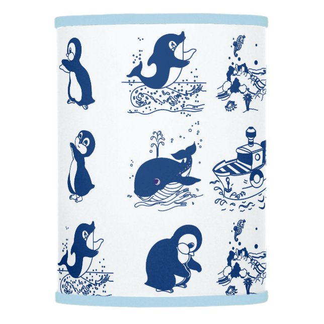 Penguins, Whales and Dolphin Lamp Shade (Front)
