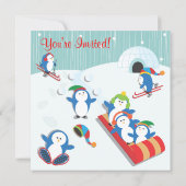 Penguin's Winter Fun Birthday Invitations (Back)