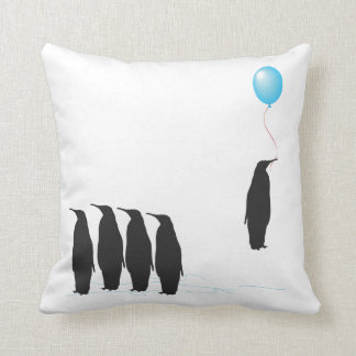 Penguins with balloon cushion pillow