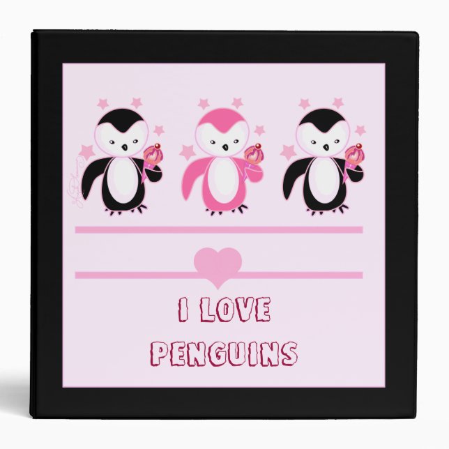 Penguins With Ice Cream & Stars Notebook Binders (Front)