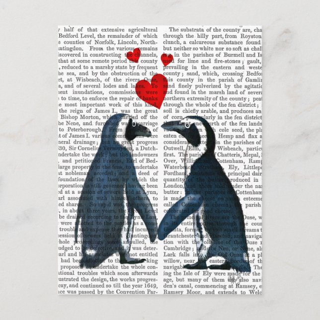 Penguins With Love Hearts Postcard (Front)
