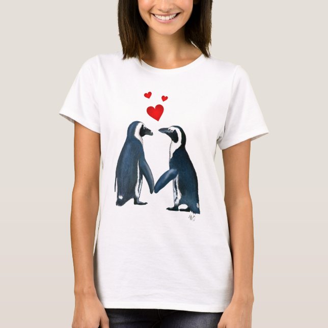 Penguins With Love Hearts T-Shirt (Front)