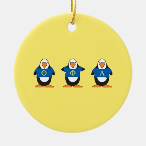Penguins with Shirts Ceramic Ornament