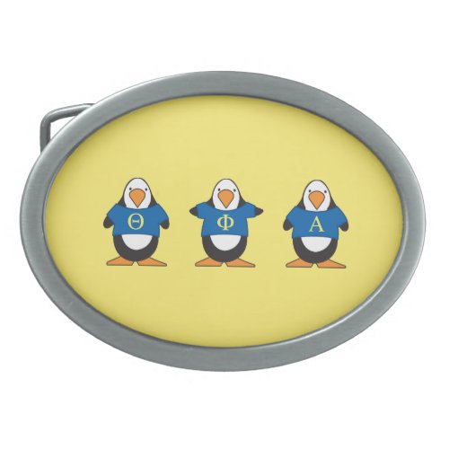 Penguins with Shirts Oval Belt Buckle