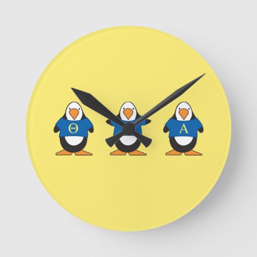 Penguins with Shirts Round Clock