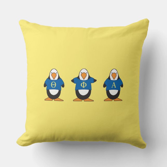 Penguins with Shirts Throw Pillow (Front)