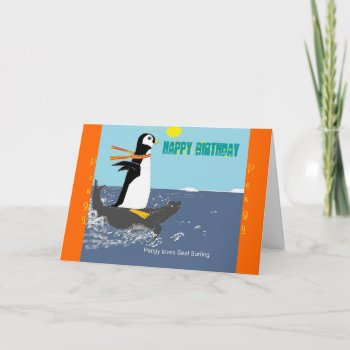 Pengy The Penguin Birthday Card. Card by artistjandavies at Zazzle