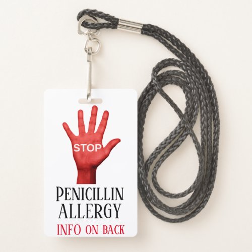 Penicillin Allergy Badge with lanyard