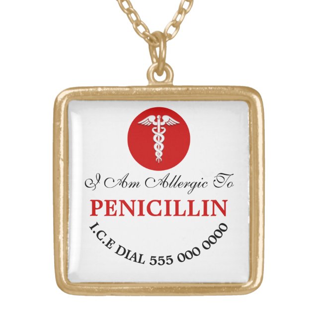 Penicillin allergy | DIY Gold Plated Necklace (Front)