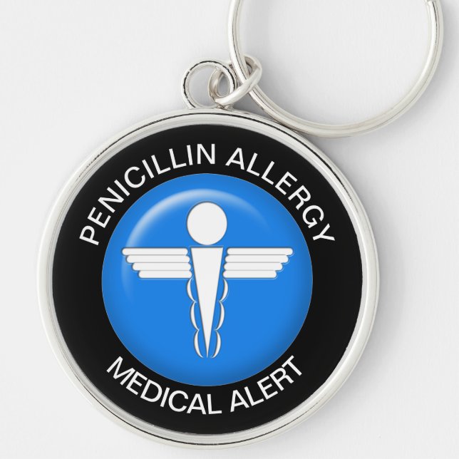 Penicillin Allergy Medical Alert - Button Keychain (Front)