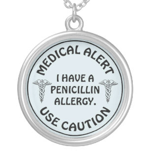 PENICILLIN ALLERGY SILVER PLATED NECKLACE