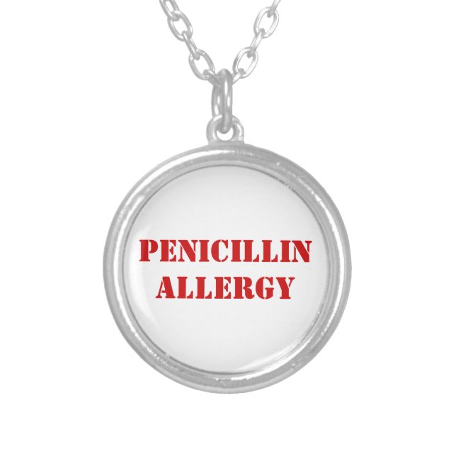 PENICILLIN ALLERGY SILVER PLATED NECKLACE (Front)