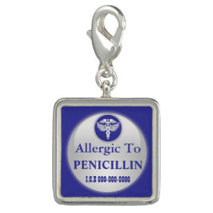 Penicillin allergy warning DIY blue white Charm