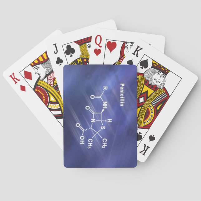 Penicillin, antibiotic drug, Structural chemical Poker Cards (Back)