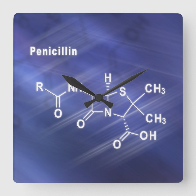 Penicillin, antibiotic drug, Structural chemical Square Wall Clock (Front)