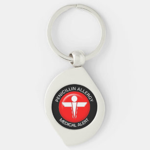 Penicillin Medical Alert Metal Keychain