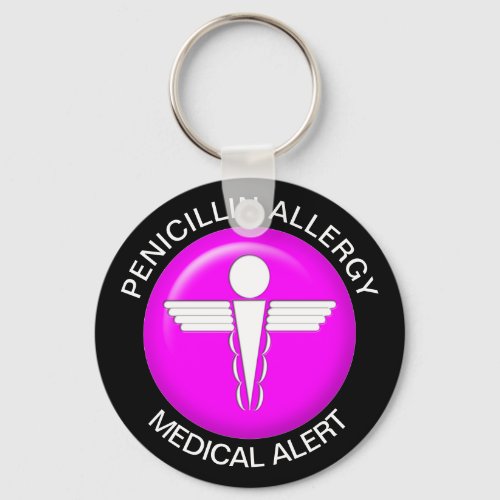 Penicillin Medical Alert Pink Keychain