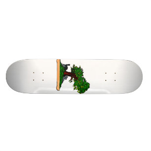 Penjing bonsai upright tree with rock in tray skateboard deck