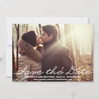Penmanship Save The Date Announcement by PeridotPaperie at Zazzle