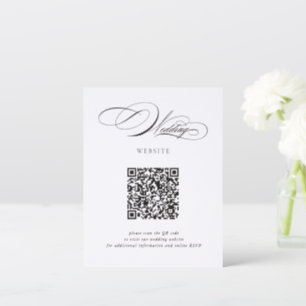 Penmanship Wedding Website QR Code Letterpress Enclosure Card