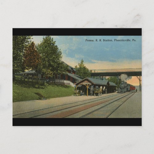 Penn R R Station Phoenixville PA Postcard