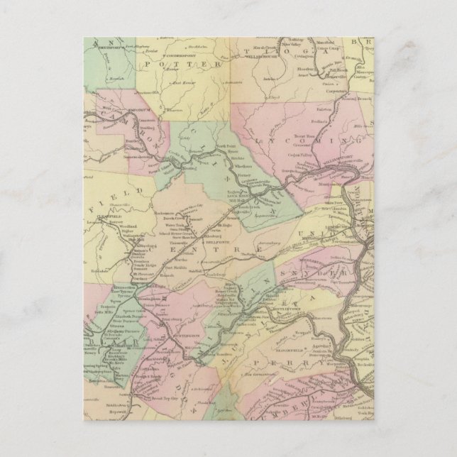 Penn railway map postcard (Front)