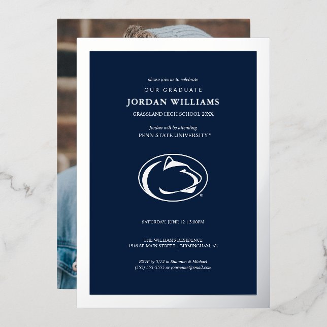 Penn State University Nittany Lions Foil Invitatio Foil Invitation (Front/Back)