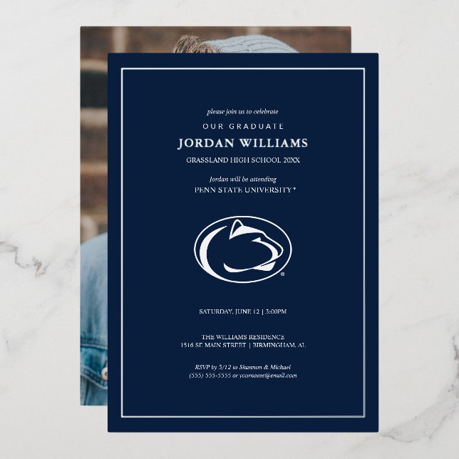 Penn State University Nittany Lions Foil Invitatio Invitation (Front/Back)